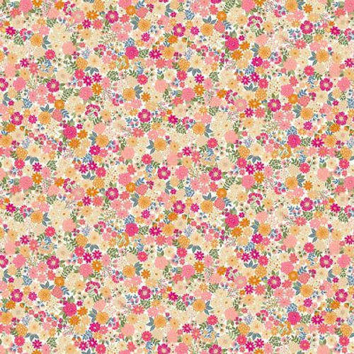 Makower - Luxe - Metallic Mini Floral (Cream) - 100% Cotton Fabric - £14 p/m*