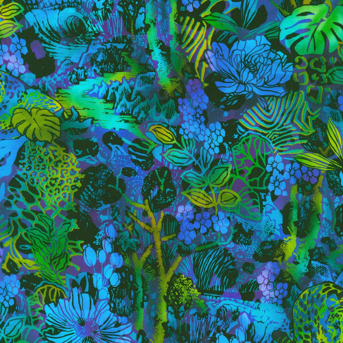 Robert Kaufman - Midnight In The Jungle - Jungle Leopards (Navy) - 100% Cotton Fabric - £15 p/m*