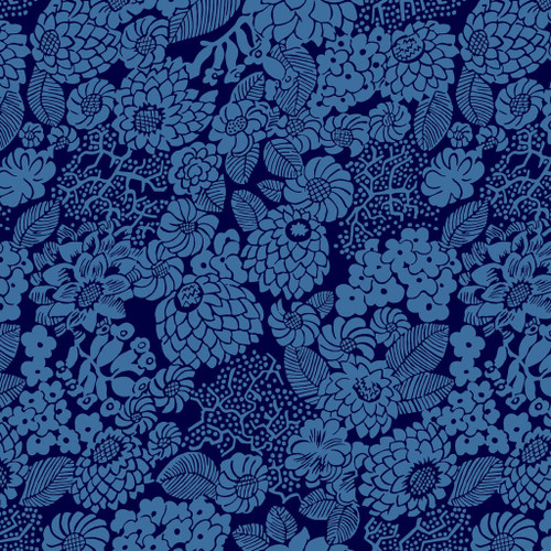 Liberty - Arthur's Garden - Dahlia Garden (Blue) - 100% Cotton Fabric - £15 p/m