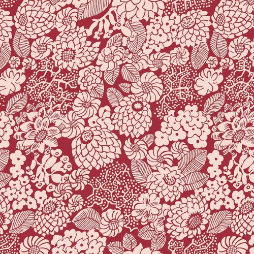 Liberty - Arthur's Garden - Dahlia Garden (Red) - 100% Cotton Fabric - £15 p/m