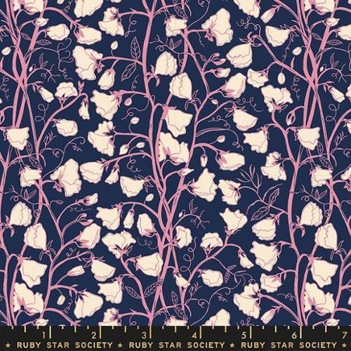 Ruby Star Society - Verbena - Sweet Peas (Navy) - Cotton Quilting Fabric - £15 p/m