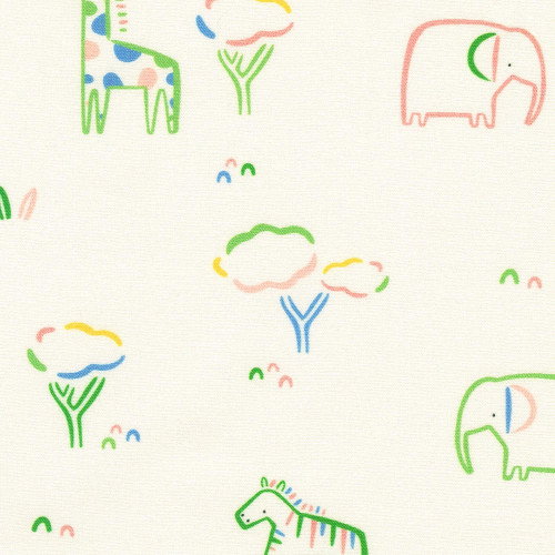 Robert Kaufman - Little Safari - Animals (Cream) - Cotton Quilting Fabric - £15 p/m