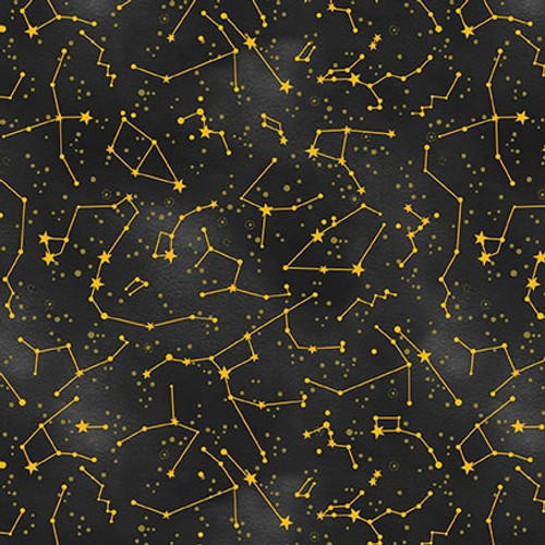 Blank - Celestial Galaxy - Constellations (Black) - Cotton Quilting Fabric - £15 p/m