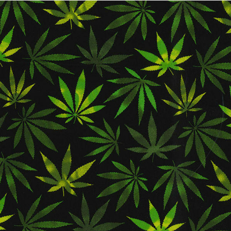 Rose and Hubble - Cotton Poplin - Cannabis Leaves Black - pound10 p/m