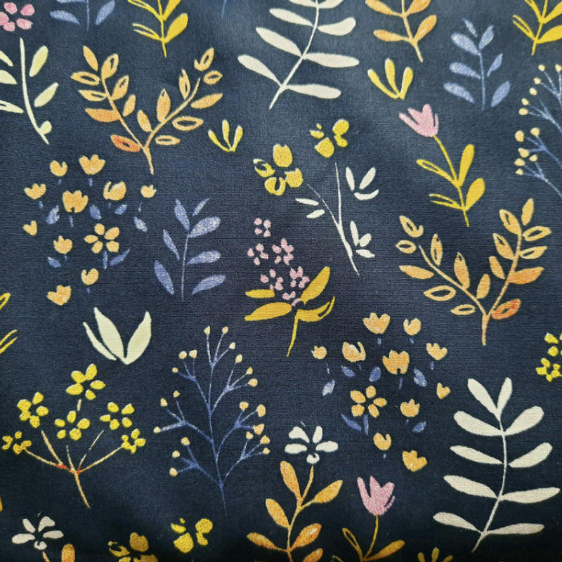 Organic Cotton Poplin - Floral Navy - 145cm Wide - pound12 p/m