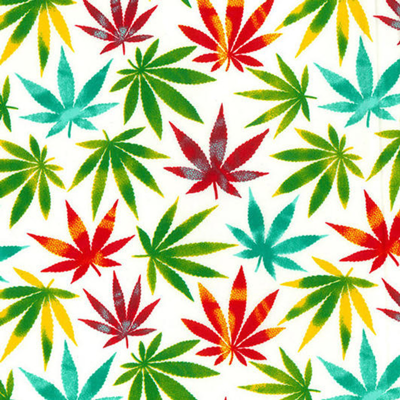 Rose and Hubble - Cotton Poplin - Cannabis Leaves Multi - pound10 p/m