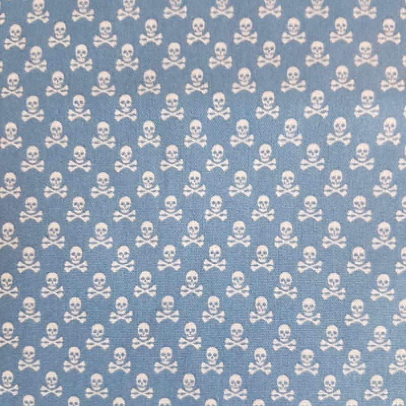 Cotton Poplin - Ditsy Skull and Cross Bone Blue - 145cm Wide - Now pound6 p/m
