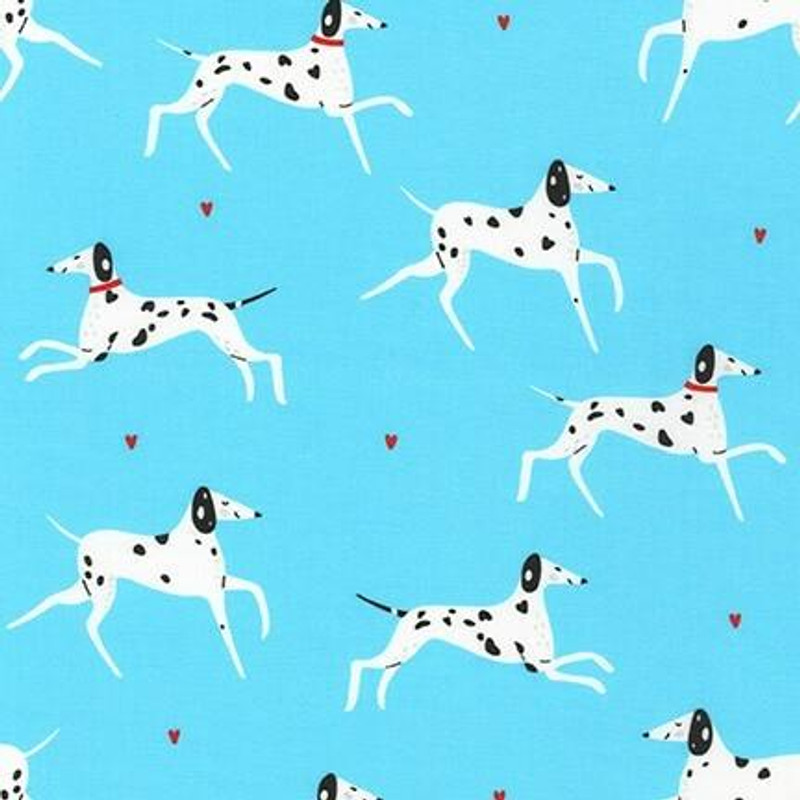 Robert Kaufman - Whiskers and Tails - Dalmatians Blue - 100percent Cotton Fabric - pound14 p/m