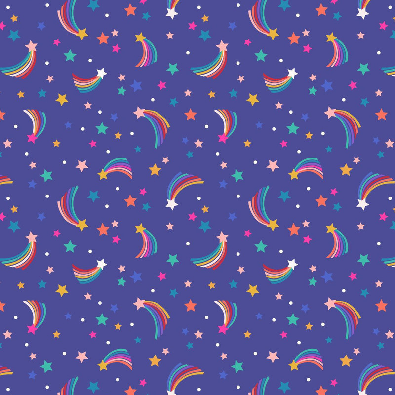 Lewis and Irene - Over The Rainbow - Shooting Stars Blue - 100percent Cotton Fabric - pound13 p/m