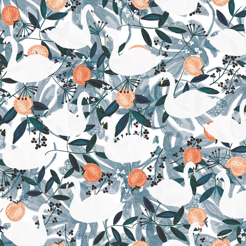 Dashwood - Spice - Swans Blue - 100percent Cotton Fabric - Now pound10 p/m