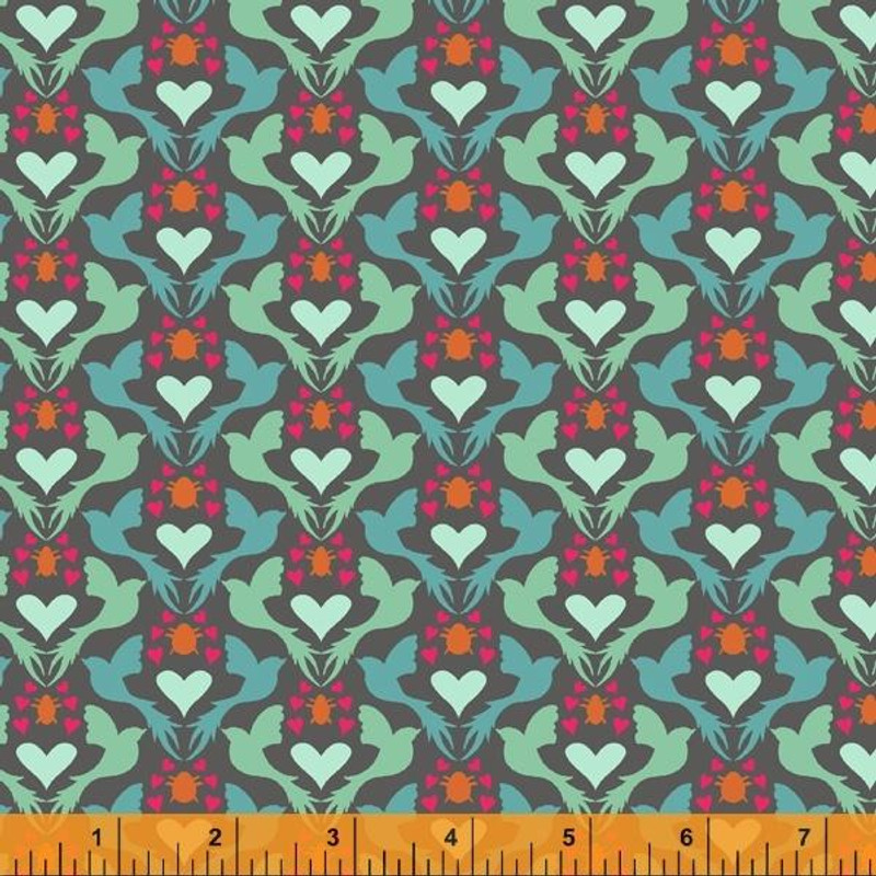 Windham - Eden - Dovelove Grey - 100percent Cotton Fabric - pound15 p/m