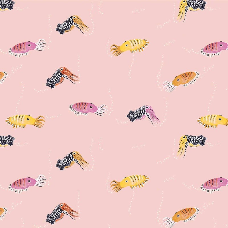 Dashwood - Aquatic Paradise - Cuttlefish Pink - 100percent Cotton Fabric - pound14 p/m
