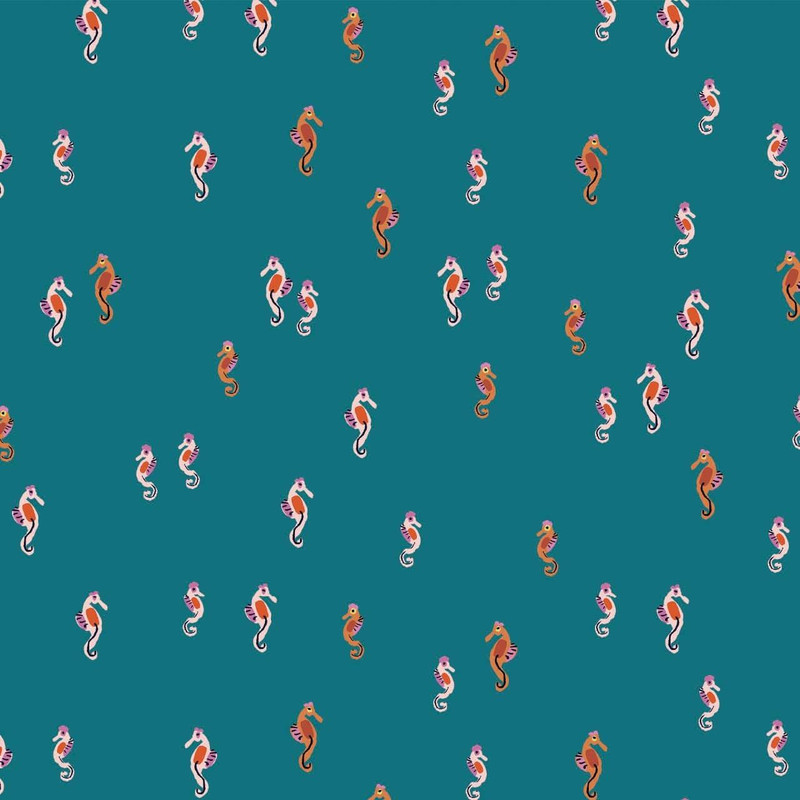 Dashwood - Aquatic Paradise - Sea Horses Teal - 100percent Cotton Fabric - pound14 p/m