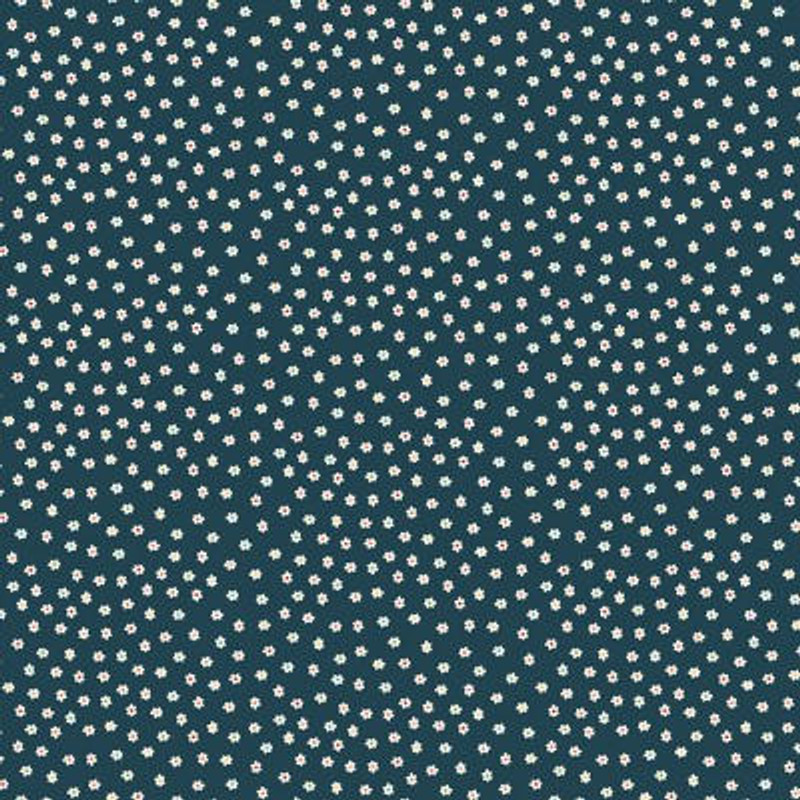 Makower - Amelia - Daisy Navy - 100percent Cotton Fabric - pound14 p/m