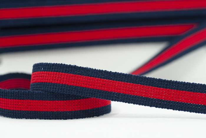 Webbing - Red and Navy 25mm Wide - Sold By The Metre