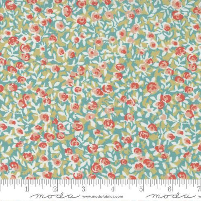Moda - Garden Society - Petite Fleur (Aqua) - 100% Cotton Fabric - £14 p/m