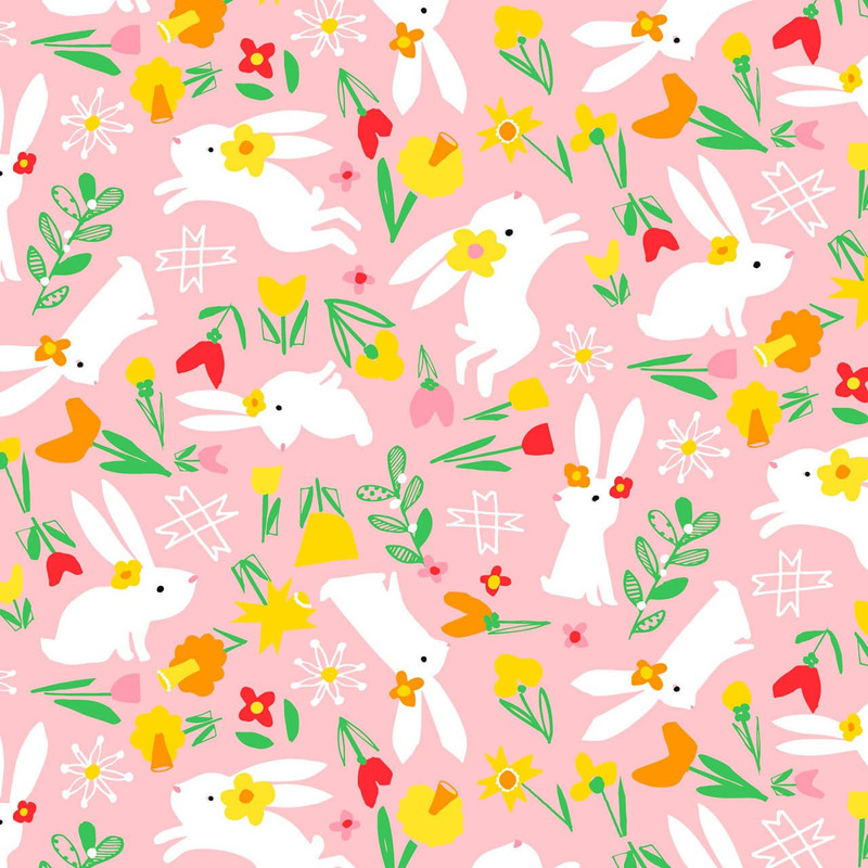 Dashwood - Spring Alphabet - Bunnies (Pink) - 100% Cotton Fabric - £14 p/m
