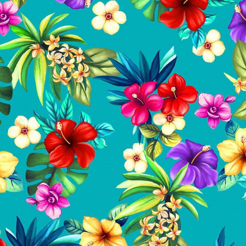 Michael Miller - Aloha (Turq) - 100% Cotton Fabric - £15 p/m