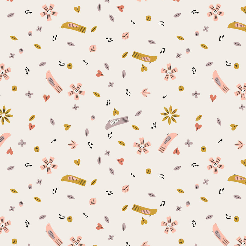 Dashwood - Birdsong - Singing Birds (Cream) - 100% Cotton Fabric - £14 p/m