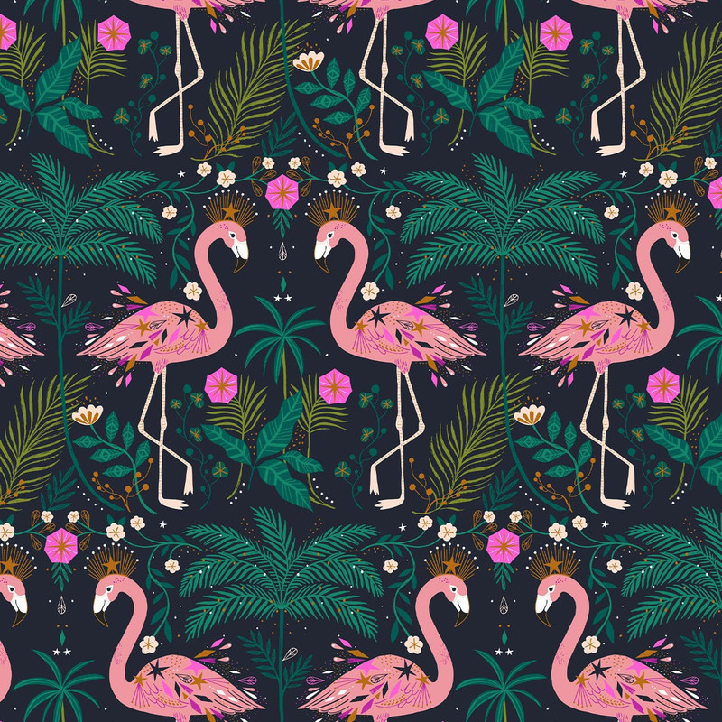 Dashwood - Jungle Luxe - Flamingo (Metallic) - 100% Cotton Fabric - £14 p/m