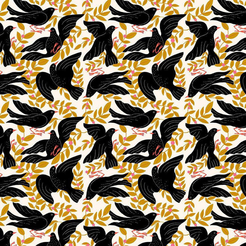 Dear Stella - Birds (Cream) - 100% Cotton Fabric - £15 p/m