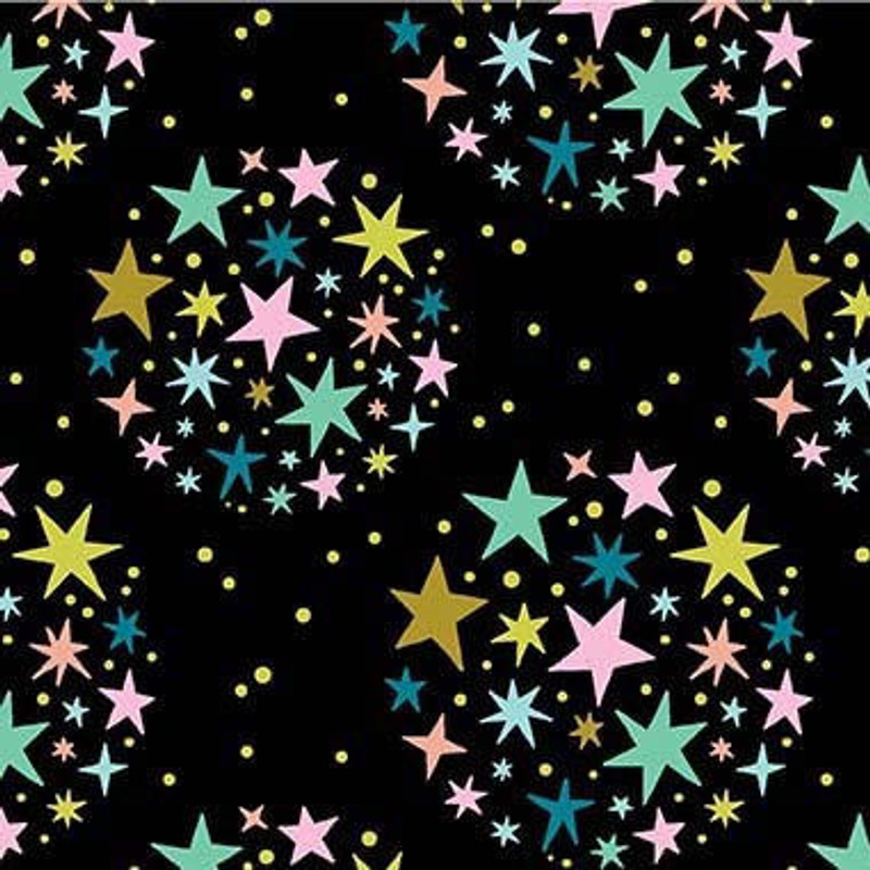 Michael Miller - Star Struck (Black) - 100% Cotton Fabric - £15 p/m