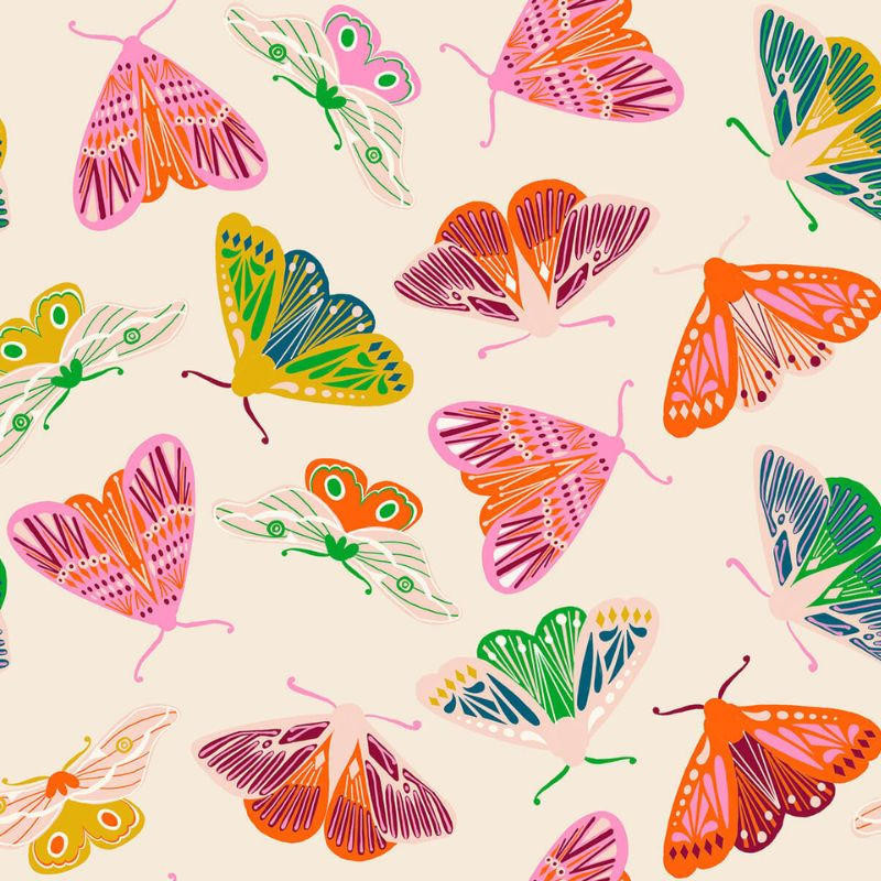 Ruby Star Society - Flowerland - Moths (Cream) - 100% Cotton Fabric - £15 p/m