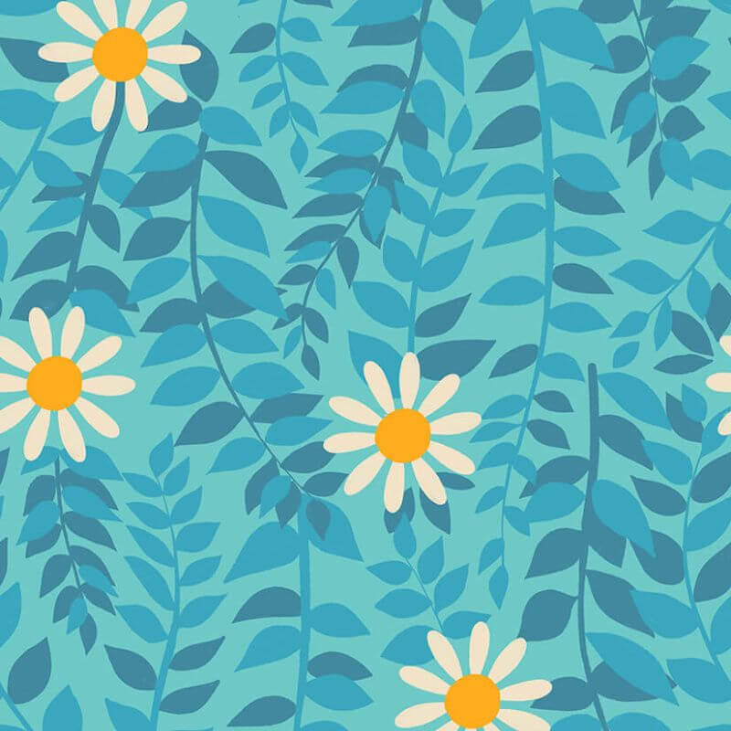 Ruby Star Society - Flowerland - Daisy (Turquoise) - 100% Cotton Fabric - £15 p/m