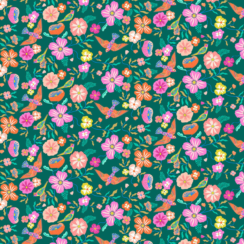 Dashwood - Songbird - Bird Garden (Green) - Cotton Quilting Fabric - £15 p/m