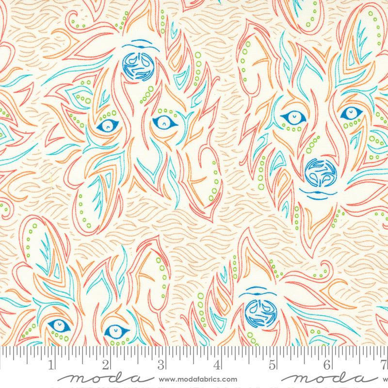 Moda - Land Of Enchantment - Wolf  (Cream) - Cotton Quilting Fabric - £15 p/m