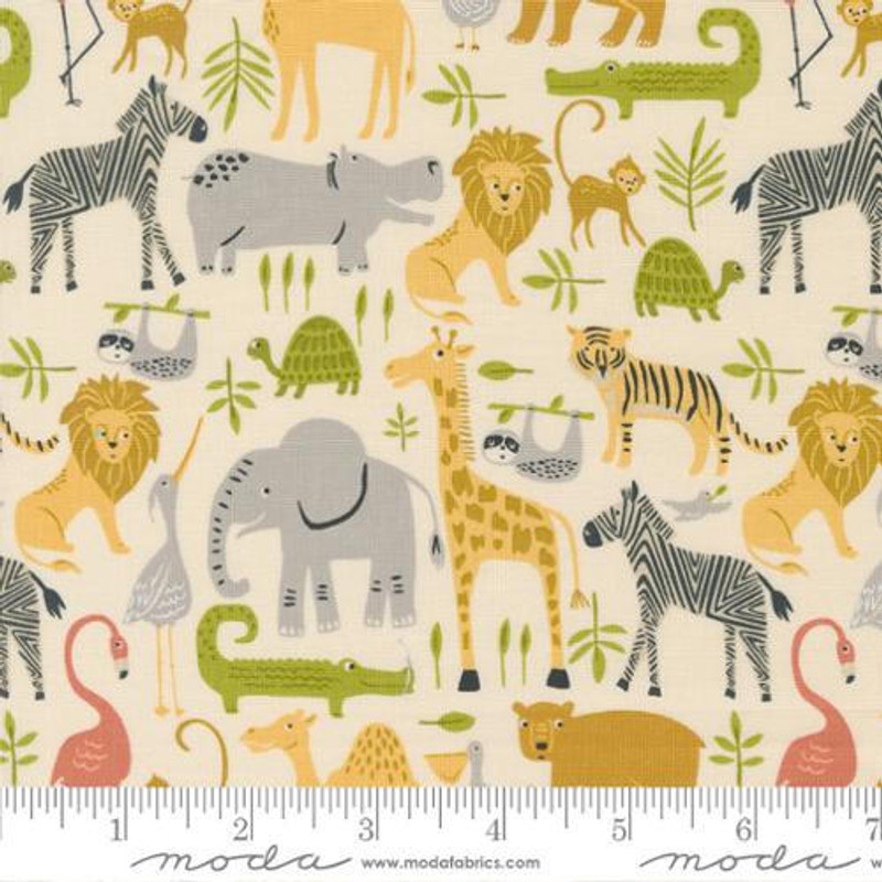 Moda - Noahs Ark - Animal Parade (Cream) - Cotton Quilting Fabric - £15 p/m