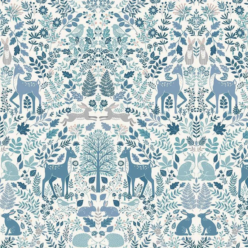 Makower - Foxwood - Dawn Trail (Blue) - Cotton Quilting Fabric - £14 p/m