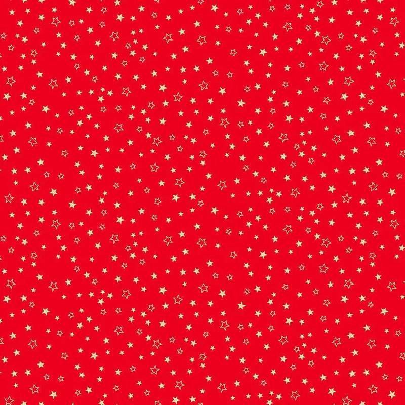 Makower - Gold Stars On Red - Cotton Quilting Fabric - £10 p/m