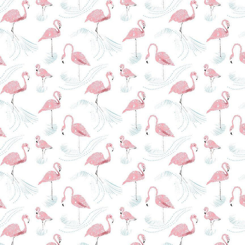 Dear Stella - Flamingle (White) - Cotton Quilting Fabric  - £15p/m