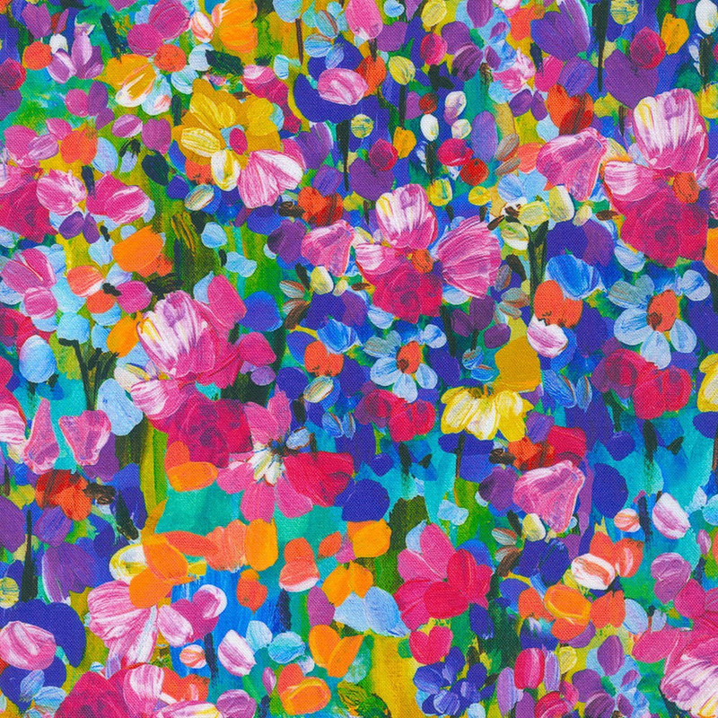 Robert Kaufman - Painterly Petals - Little Floral (Yellow) - Cotton Quilting Fabric - £15 p/m