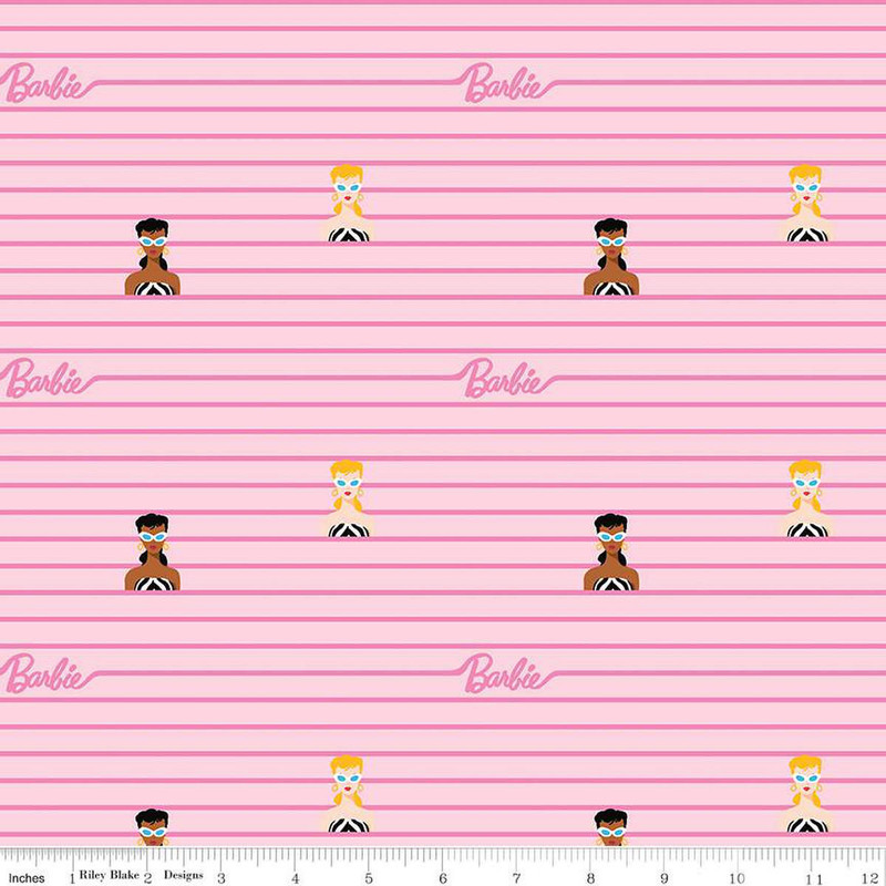 Riley Blake - Barbie World - Barbie Stripe (Pink) - Cotton Quilting Fabric - £15 p/m