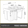 Austen & Co. 68L Built-In Pull Out Cupboard Kitchen Bin - 4 Compartments