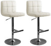 Pair of Allegro Leather Brushed Bar Stools White