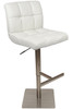Deluxe Allegro Leather Brushed Bar Stool White Square Base