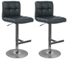 Pair of Allegro Leather Brushed Bar Stools Black