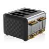 Swan Gatsby 4-slice Toaster - Black and Gold Diamond Pattern