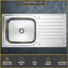 Austen & Co. Florenzo Large Stainless Steel Inset Reversible Single Bowl Kitchen Sink With Drainer