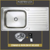 Austen & Co. Florenzo Large Stainless Steel Inset Reversible Single Bowl Kitchen Sink With Drainer