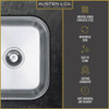 Austen & Co. Milano Stainless Steel Undermount Reversible 1.5 Bowl Kitchen Sink