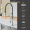 Austen & Co. Madrid Chrome with Gunmetal Grey Pull Out Hose Kitchen Mixer Tap