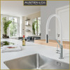 Austen & Co. Madrid Brushed Chrome with White Pull Out Hose Kitchen Mixer Tap