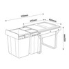 Austen & Co. 40L Built-In Hinged Cupboard Kitchen Bin - 3 Compartments