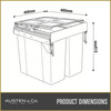 Austen & Co. 68L Pull Out Cupboard Kitchen Bin - 2 Compartments