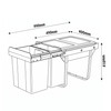Austen & Co. 40L Built-In Hinged Cupboard Kitchen Bin - 2 Compartments