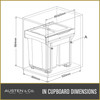 Austen & Co. 56L Built-In Hinged Cupboard Kitchen Bin - 2 Compartments